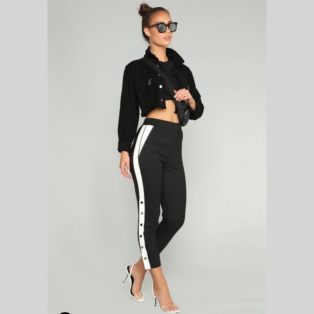 Fashion Nova black and white cropped trousers